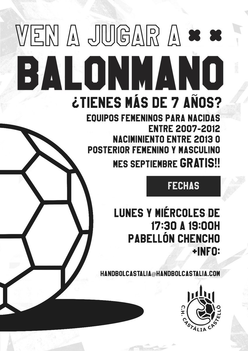 💣💣 Juega GRATIS a BALONMANO.
No dudes en n contactar con nosotr@s para cualquier duda.
+INFO:
Handbolcastalia@handbolcastalia.com