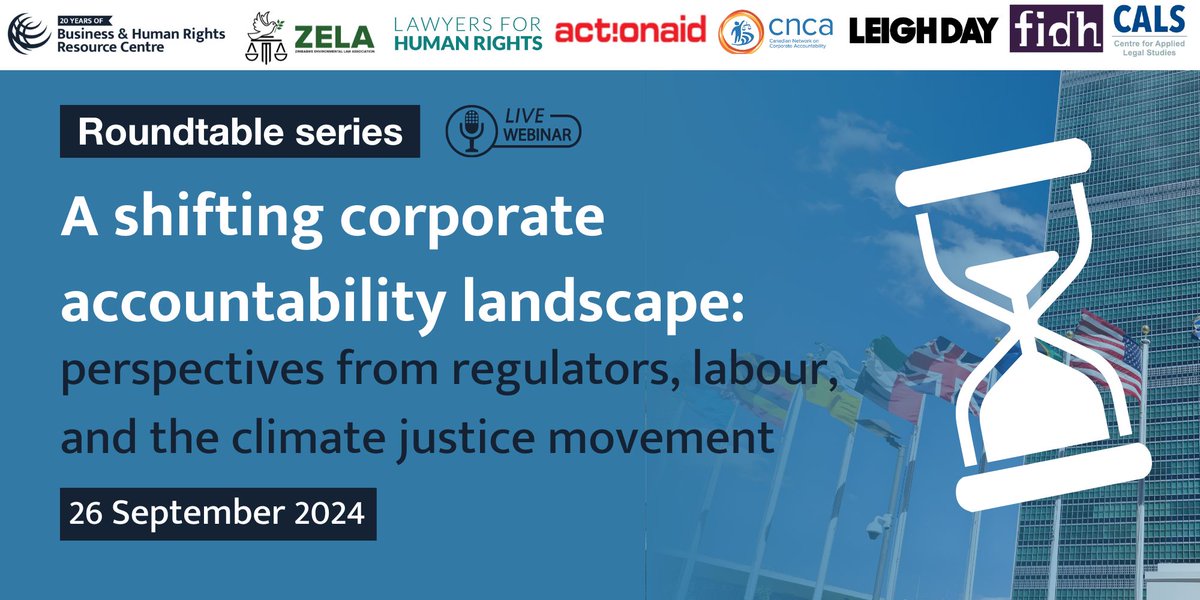 Business & Human Rights (@bhrrc) on Twitter photo 🔍 How has corporate accountability changed in the past decade?
Join our webinar💻as experts discuss the evolution & implications for current treaty negotiations.
Speakers:
<a href="/larawoltersEU/">Lara Wolters</a> | Todd Brogan | @jaybeegarganeraa | <a href="/JulietRenaud/">Juliette Renaud</a>
Register⬇️: us02web.zoom.us/webinar/regist… 🔍 How has corporate accountability changed in the past decade?
Join our webinar💻as experts discuss the evolution & implications for current treaty negotiations.
Speakers:
<a href="/larawoltersEU/">Lara Wolters</a> | Todd Brogan | @jaybeegarganeraa | <a href="/JulietRenaud/">Juliette Renaud</a>
Register⬇️: us02web.zoom.us/webinar/regist…