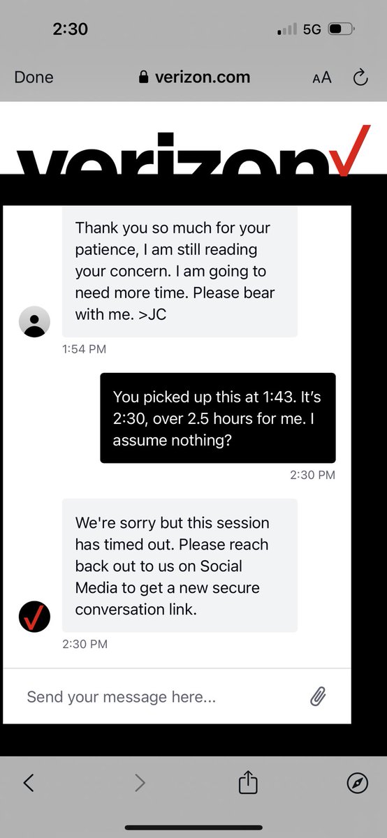 MEMLA7's tweet photo. @Huschka @Verizon @VerizonSupport @NFL 2.5 hours of circles and nothing. @VerizonSupport had one excuse after another to not give me the promotion, and then even at 2.5 hours, they just stopped responding. https://t.co/B4Jv45aaXQ