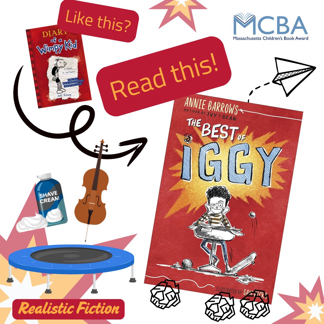 If you loved the DIARY OF A WIMPY KID by Jeff Kinney, check out THE BEST OF IGGY by Annie Barrows! 😂 With silly illustrations and pranks, this book is a must-read for fans of realistic fiction! 🎉 Big thanks to Hannah at the Milford Town Library for the awesome artwork! 🎨