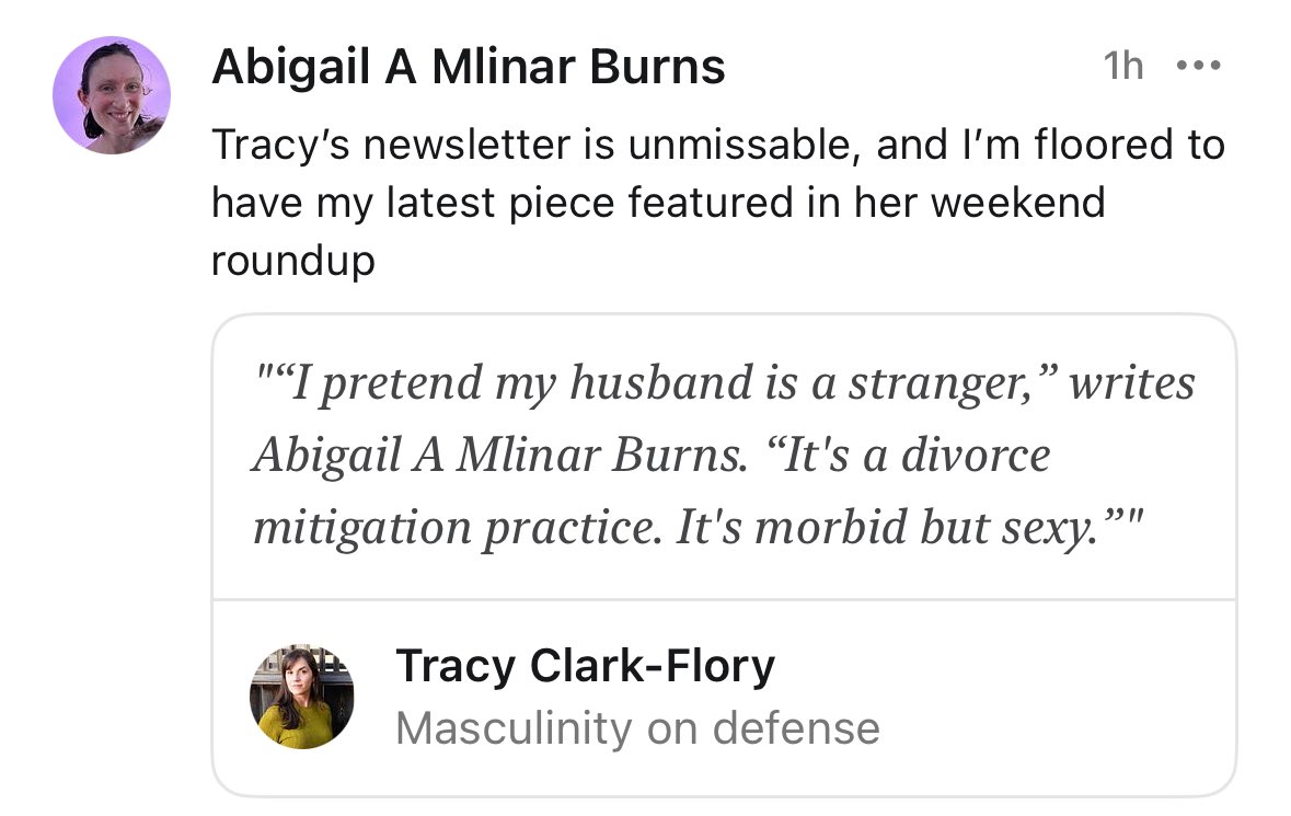 I’ve had my newsletter Happy Endings for two months now and this is a highlight moment today 🥰

Read Tracy’s awesome recs: open.substack.com/pub/tracyclark…
Read my story which made her list: open.substack.com/pub/contempora…