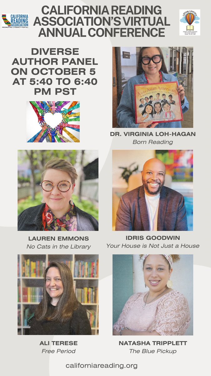 Lindsay Summers (@lsummers28) on Twitter photo The Diverse Author Panel is always a big hit at the <a href="/CRAreading/">CA Reading Assoc</a>’s Annual Conference! Join us virtually on October 4 to hear from these five exceptional authors of diverse youth books. Register online at californiareading.org . <a href="/virginialoh/">Virginia Loh-Hagan</a> #LiftingLiteracy2024 The Diverse Author Panel is always a big hit at the <a href="/CRAreading/">CA Reading Assoc</a>’s Annual Conference! Join us virtually on October 4 to hear from these five exceptional authors of diverse youth books. Register online at californiareading.org . <a href="/virginialoh/">Virginia Loh-Hagan</a> #LiftingLiteracy2024