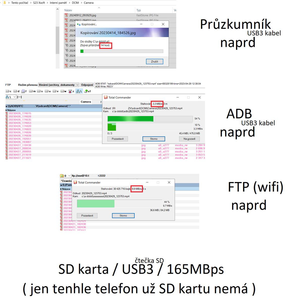 xsoft's tweet photo. Android a vlajkové Samsung lodě jsou vážně naprd. Stahování fotke je doslova na hodiny. To pořád nevyřešili nějaké rychlé kopírování dat. Teda když nepočítám odebrání SD karty (a i tak, vytahovat jí za chodu je naprd).
Nativně, ADB, FTP, .. ani jedno není použitelné. https://t.co/9NtNrhCCLN