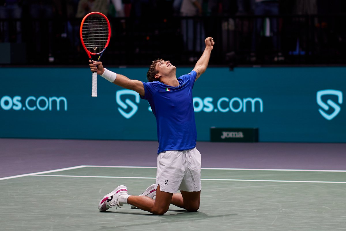 DavisCup's tweet photo. LOOK WHAT IT MEANS! 🫶

Flavio Coboli put everything he had into his matchup against the Dutchman to secure his first #DavisCup victory 🇮🇹 https://t.co/QhjprPt7fD