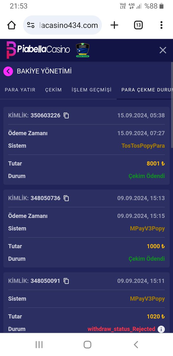 piabellacasinodan 8001 tl popypara hesabima 1 saat 49 dk da gonderilmistir tesekurler #piabellacasino