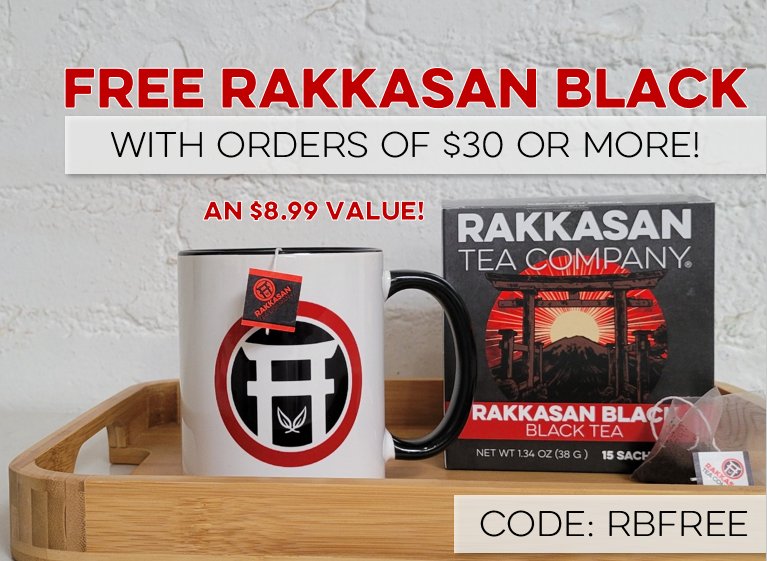 Through Monday, spend $30 and get a free carton of Rakkasan Black tea sachets. Use code RBFREE at checkout! Add Rakkasan Black to your cart here: rakkasantea.com/collections/py…