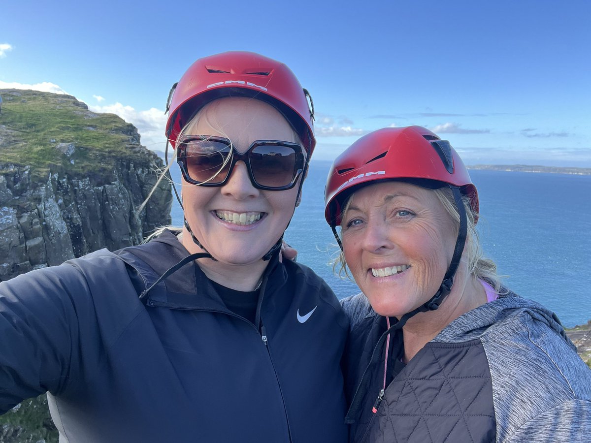 nevergiveupanne's tweet photo. An amazing afternoon with Jenny abseiling Fairhead for @AWARENI and Macmillan Unit nursing staff @NHSCTrust Thanks to Peter from @revivenorthcoast for his expertise and keeping us safe. Thanks also to family and friends who cheered and supported us💕#fundraiser #abseil #Fairhead https://t.co/h389yv9s0e