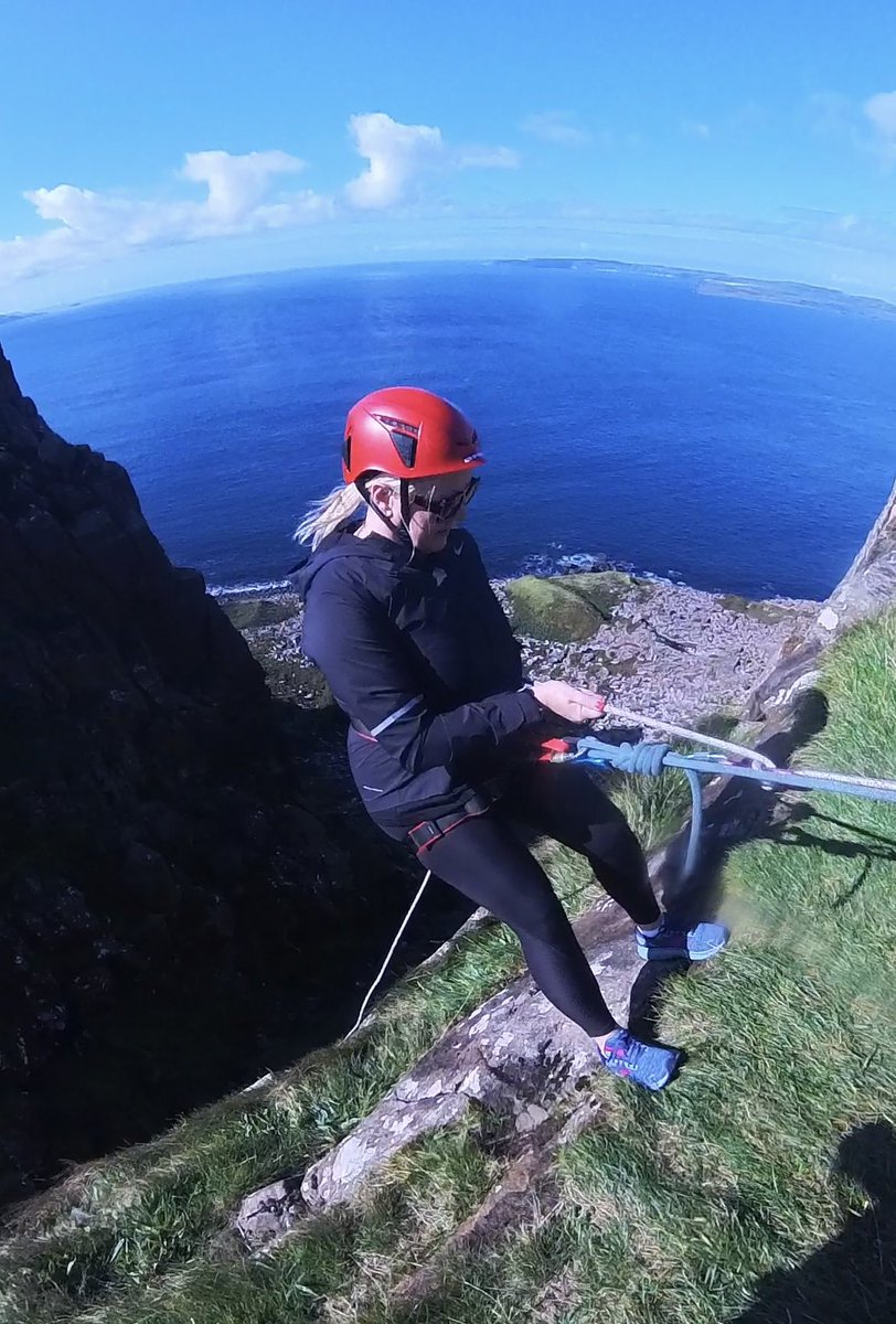 nevergiveupanne's tweet photo. An amazing afternoon with Jenny abseiling Fairhead for @AWARENI and Macmillan Unit nursing staff @NHSCTrust Thanks to Peter from @revivenorthcoast for his expertise and keeping us safe. Thanks also to family and friends who cheered and supported us💕#fundraiser #abseil #Fairhead https://t.co/h389yv9s0e