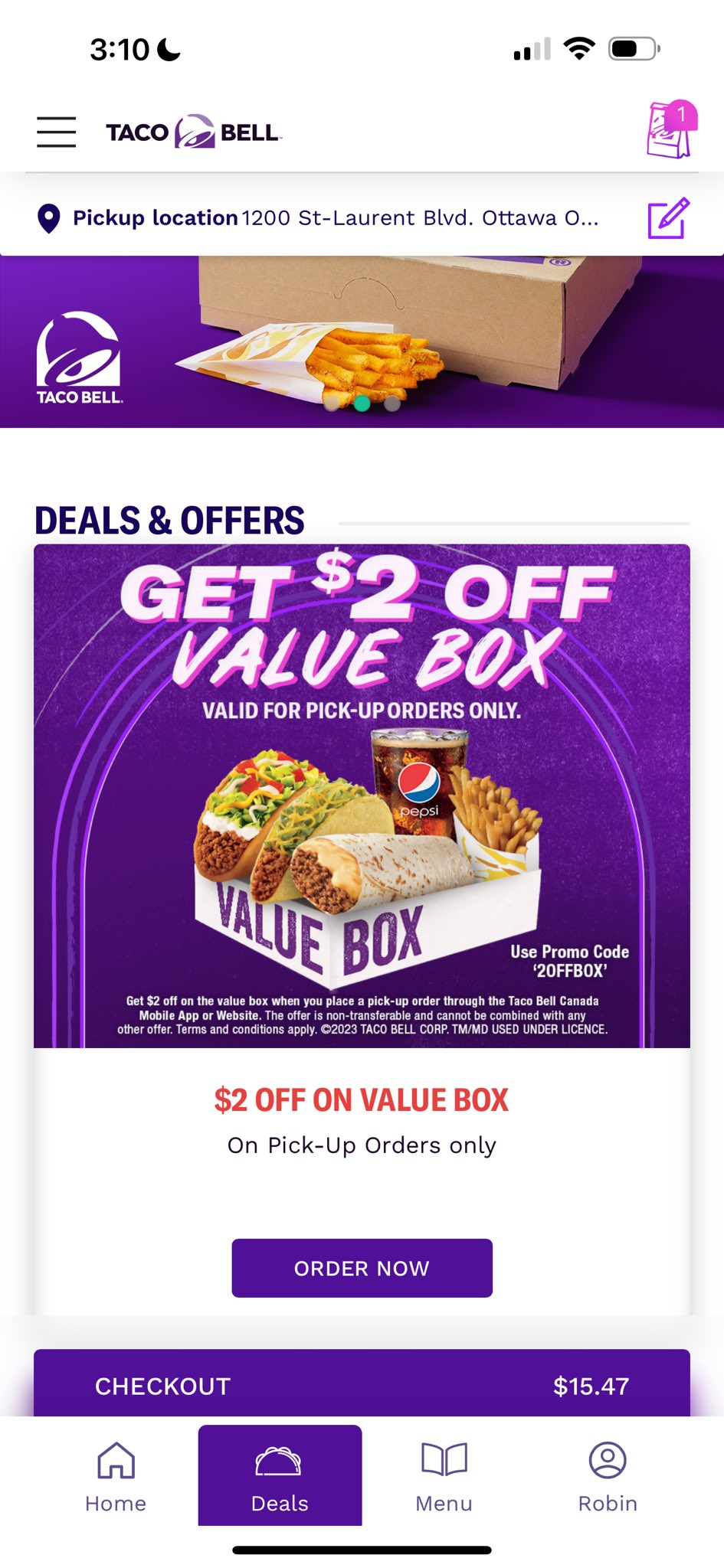 Robin Ritchie on X: &ldquo;@TacoBellCanada Can&rsquo;t get the 2OFFBOX coupon 