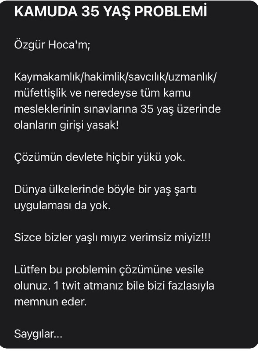 Bu konu hakkında ne düşünüyorsunuz?
Kamuda 35 yaş sınırı kaldırılsın mı?