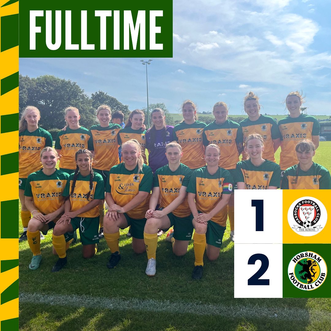 HorshamFCWomen's tweet photo. FULL TIME! 

Another win sees the Hornets go into the next round of the Sussex Women’s Challenge Trophy 🏆 

🆚 @HassocksLadies 
✅ 1-2

⚽️ Grace Jeffrey
⚽️ Yaz Williams

An extra special win today to say Happy Birthday to manager Steve McGrane 🥳

#HorshamFC 💛💚 https://t.co/3N1yzWnsEO