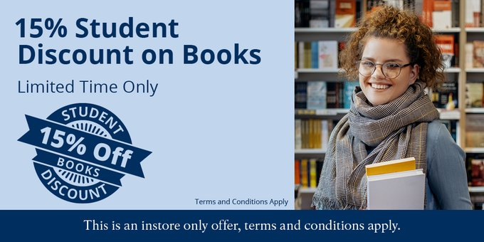 BlackwellExeter's tweet photo. 15% student discount is back. Running until 5th October. Fill your bookshelves! https://t.co/ECuJzrKwzJ