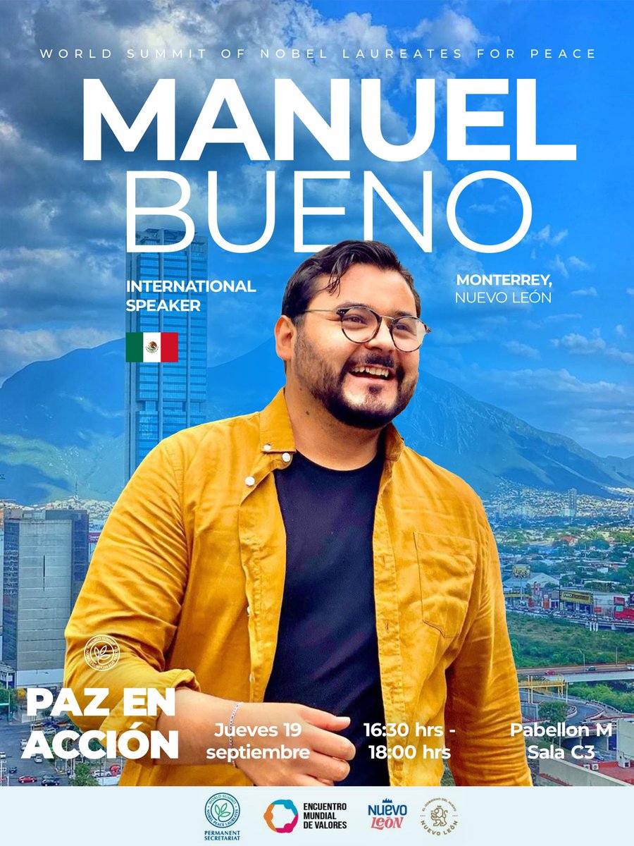 fundacionfind's tweet photo. Los invitamos a que nos acompañen a la Cumbre #MundialdePremiosNobel ¿Estás listo para esta experiencia de paz? Una experiencia unica Junto con @enriquechiu @manuelBuenoMx @DanielAlonsoMX @DrDanteHaro @hatzebere 
#worksho #Migrant #art Septiembre/24 /16.30 /salon C3. #PazEnaccion https://t.co/vbwSxIxWlB