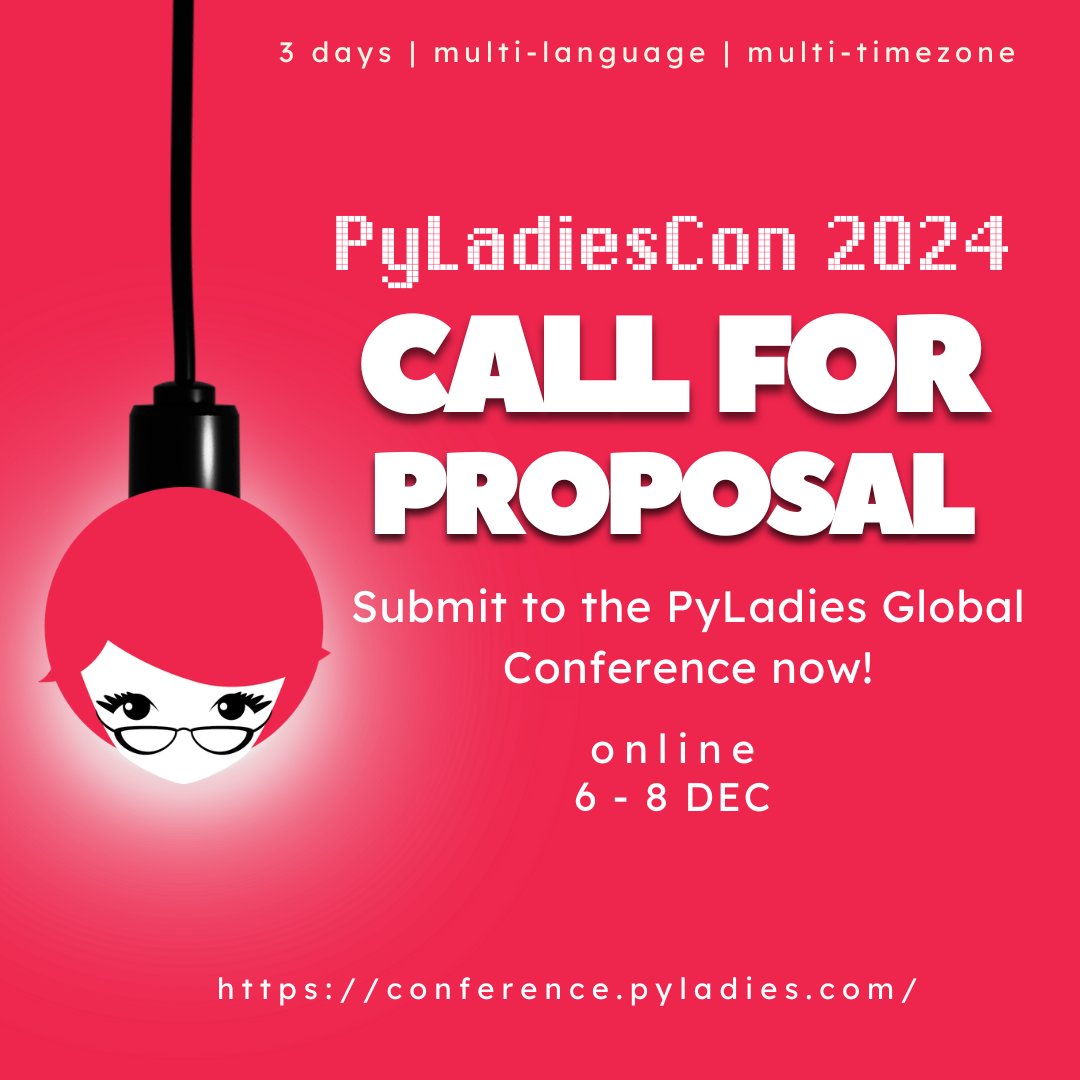 🚨 It's the LAST DAY to submit your proposal for #PyLadiesCon 2024! 🚨

Don't miss this chance to be part of an amazing global conference celebrating #Python 🐍 and diversity in tech.

Submit your proposal NOW before it's too late! ⏳

👉 pretalx.com/pyladiescon-20…

#PyLadies