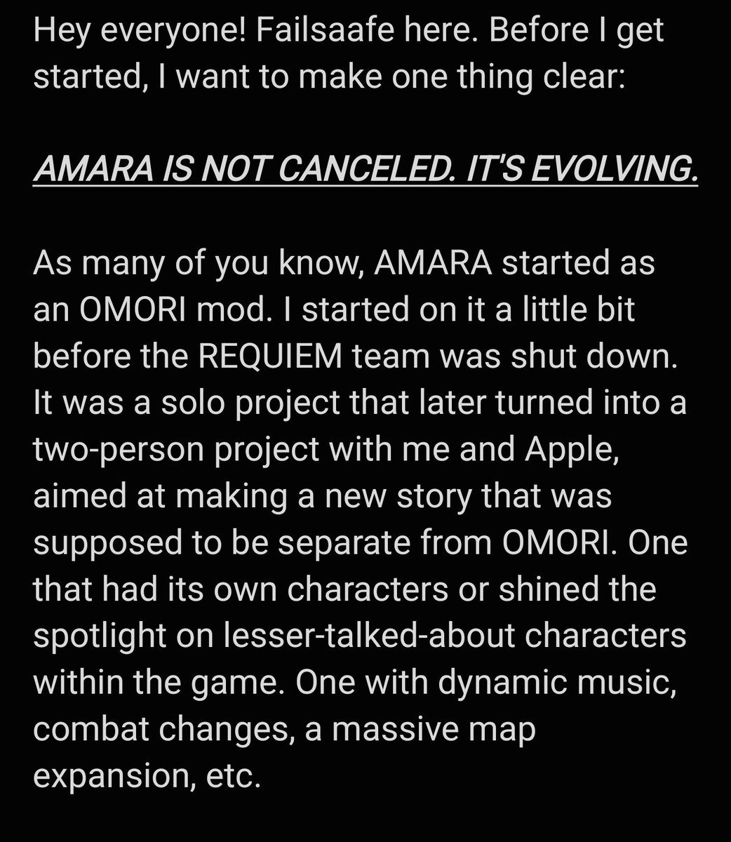 REALAMARAGAME's tweet photo. TL;DR AMARA is NOT canceled. We're moving engines to have better control over technical aspects and story aspects of the game! But that does come with changes. The full explanation is in these notes. https://t.co/8Mu0geYSqr