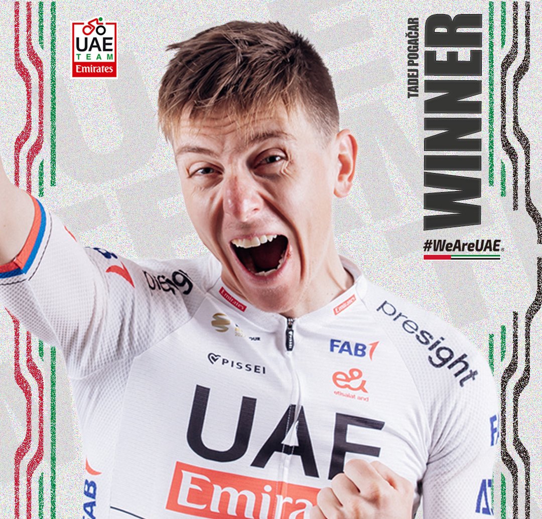 TeamEmiratesUAE's tweet photo. POGIIIIIIIIII🔥🔥🔥🔥

🏆 @TamauPogi wins Grand Prix Cycliste de Montréal 🇨🇦 after 23km solo attack! @GPCQM 

#UAETeamEmirates #WeAreUAE #GPCQM https://t.co/IuBT6cZjJR