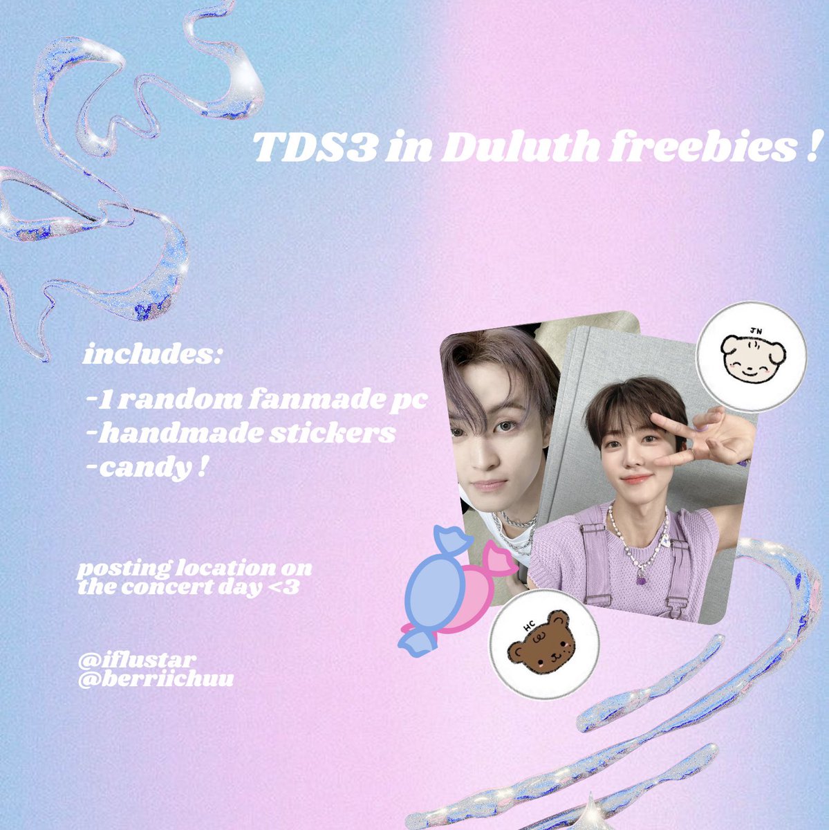 exiflustar's tweet photo. me and @berriichuu will be giving out freebies for tds3 in duluth !!

we’ve made around 100 freebies and it will be first come first serve ! we’ll also tweet our location the day of the concert 

rts are appreciated ♡ 

#TDS3inDULUTH
#THEDREAMSHOW3_in_DULUTH https://t.co/eu1VCGgSrv