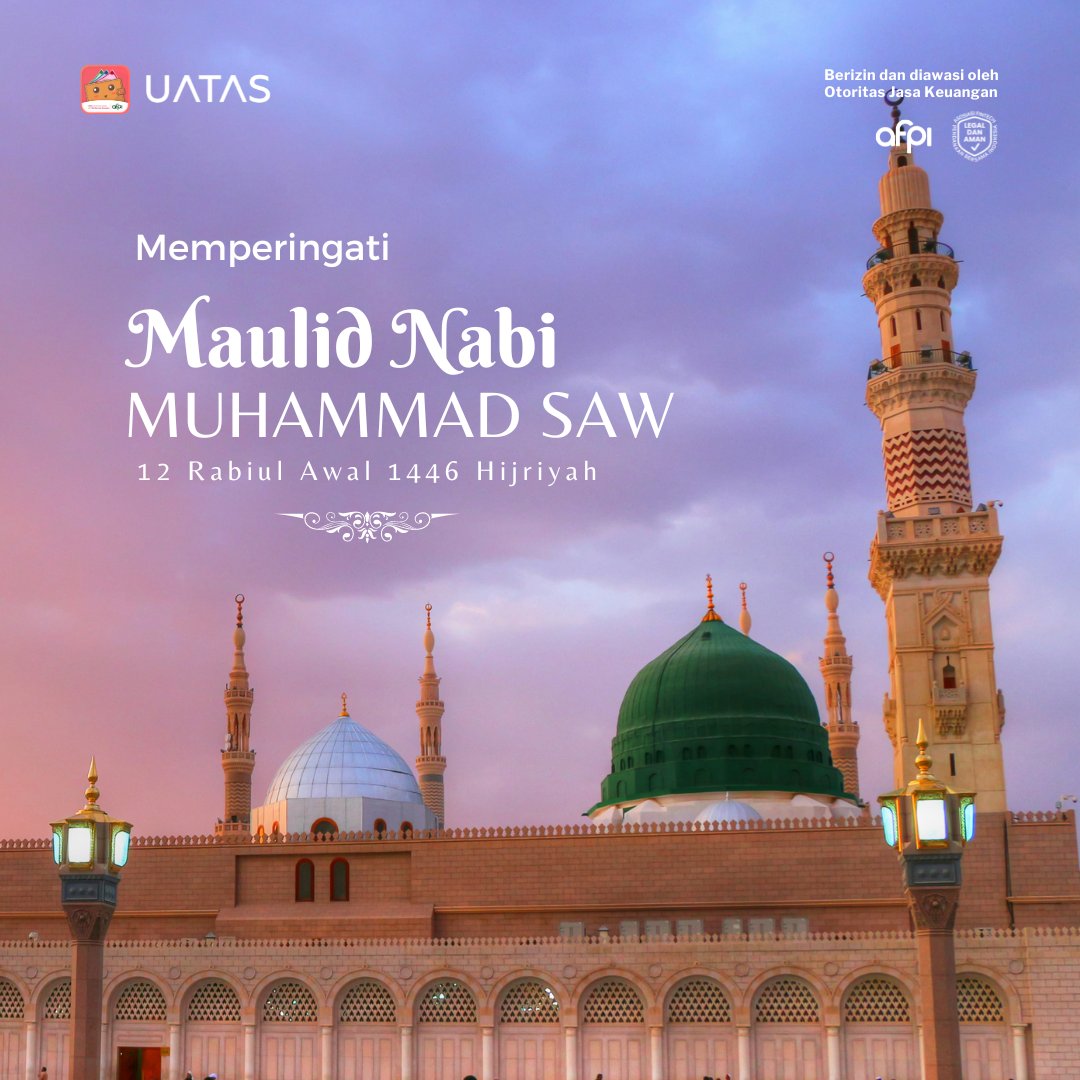 Mari kita perkuat iman, tingkatkan amal, dan sebarkan cinta serta kedamaian. Selamat memperingati Maulid Nabi Muhammad SAW. Semoga kita selalu berada dalam tuntunan kebaikan dan senantiasa diberi keberkahan dan rahmat-Nya.