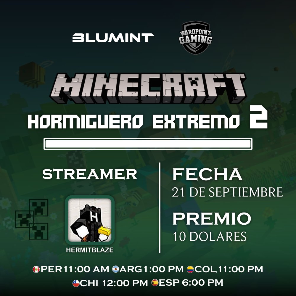 v_Modular_'s tweet image. EVENTO DE MINECRAFT⚡
"HORMIGUERO EXTREMO 2" 
 💸PREMIO: 10$

¡TODOS PUEDEN PARTICIPAR!

❤️,🔀y Comenta para unirte al evento!

#minecraft #torneo #streamer #comunidad #hormiguero #blumint #juego #versus #stream