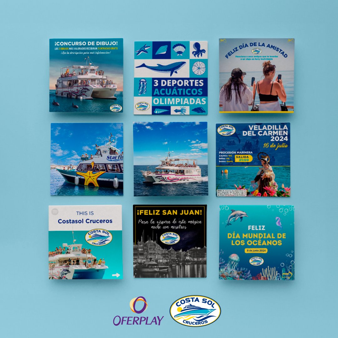 Hoy te traemos el feed de Instagram de 𝘾𝙤𝙨𝙩𝙖𝙨𝙤𝙡 𝘾𝙧𝙪𝙘𝙚𝙧𝙤𝙨 🎥​✨
¿𝗤𝘂𝗶𝗲𝗿𝗲𝘀 𝗮𝗹𝗴𝗼 𝗮𝘀í 𝗽𝗮𝗿𝗮 𝘁𝘂 𝗲𝗺𝗽𝗿𝗲𝘀𝗮?

📍 Plaza de la Marina, 2, Málaga. 🌐 oferplay.com

#MarketingDigital #RedesSociales #Oferplay #Málaga