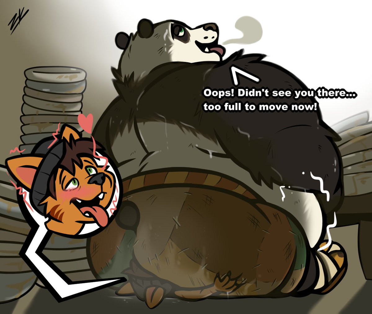 sweetcandylemon's tweet photo. Scoot is just happy to be useful around a big bear such as Po.... I hope I'm comfy!! (art by @BearKaizu!) https://t.co/B6T9TtSzAS