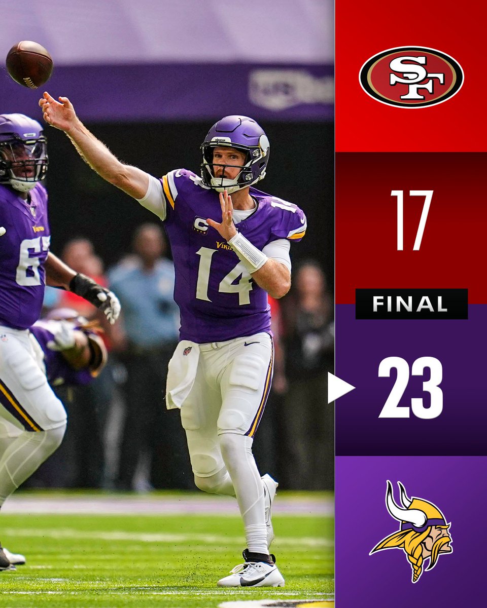 FINAL: Sam Darnold and the <a href="/Vikings/">Minnesota Vikings</a> are 2-0. #SFvsMIN