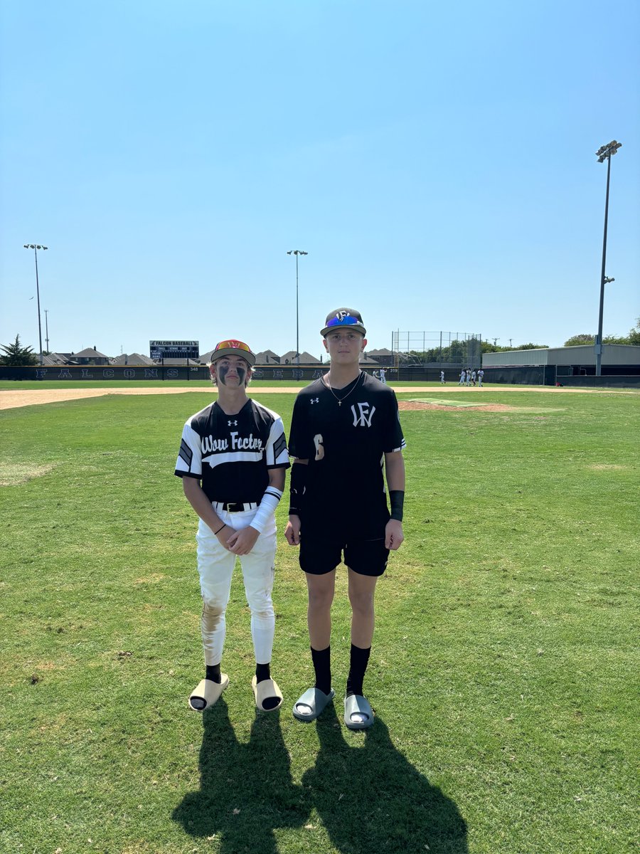 FiveToolTexas's tweet image. .@texas_scouts F: @WowFactor_DFW 2027 14, Arlington A’s Navy 1
PoG: @Ely61787309 2 IP, K, 0 H, 0 R
Hitter: @LaytonShelley2 3-4, 3 RBI, 2 R
Notable: Anthony Sarto 2-3, 3 RBI, 2 R