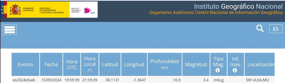 TERREMOTO DE MAGNITUD 3,4 CON EPICENTRO EN ULEA Y SENTIDO EN MULA