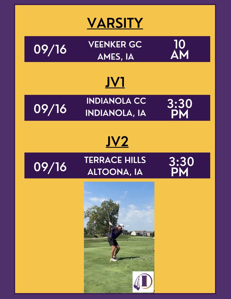 IHSboysgolf's tweet photo. Busy day on the golf course for the Indianola golfers on Monday, September 16! https://t.co/Zvx74eOWUa