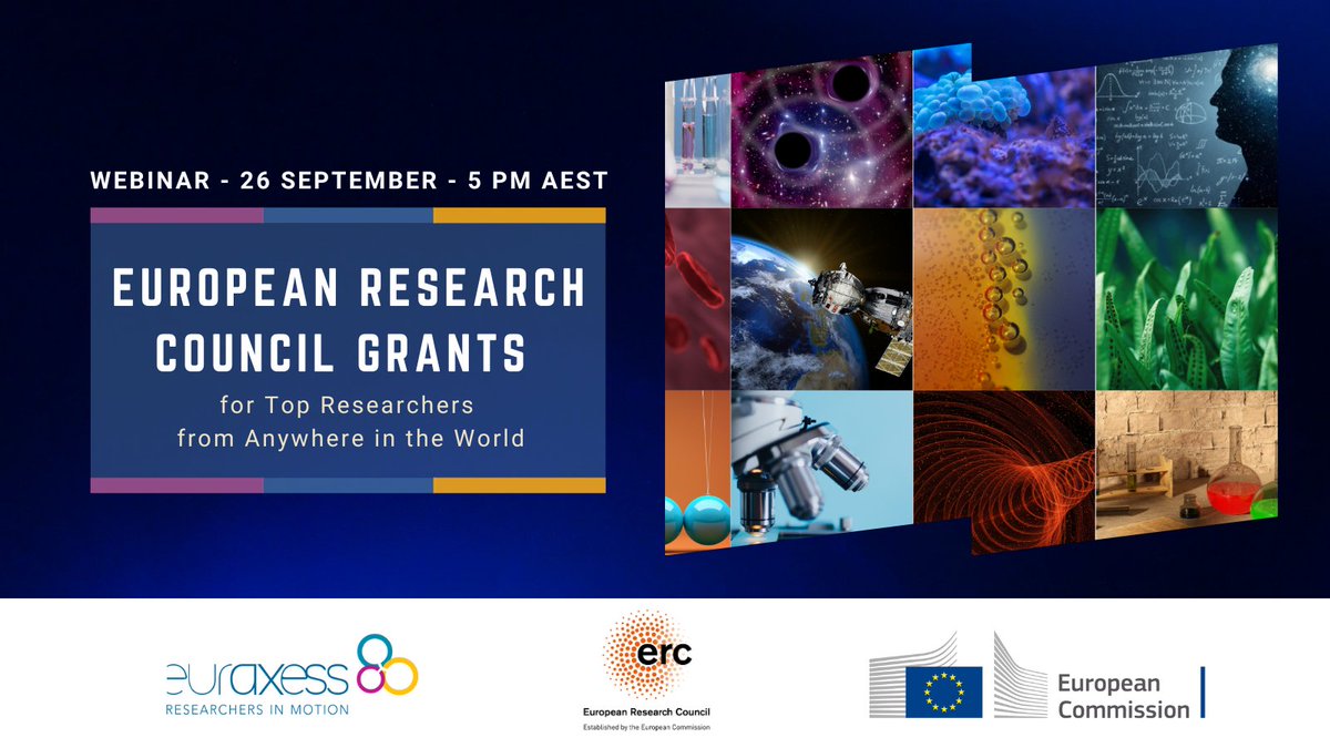 EURAXESS Australia & New Zealand (@euraxess_ausnz) on Twitter photo 🆕 You're invited! Register at bit.ly/ERC-ANZ-24 to join our free webinar on "European Research Council Grants for Top Researchers from Anywhere in the World".
🗓️ 26 September, 5 PM AEST
Learn about grant opportunities available through <a href="/ERC_Research/">European Research Council (ERC)</a> - the premier funding 🆕 You're invited! Register at bit.ly/ERC-ANZ-24 to join our free webinar on "European Research Council Grants for Top Researchers from Anywhere in the World".
🗓️ 26 September, 5 PM AEST
Learn about grant opportunities available through <a href="/ERC_Research/">European Research Council (ERC)</a> - the premier funding