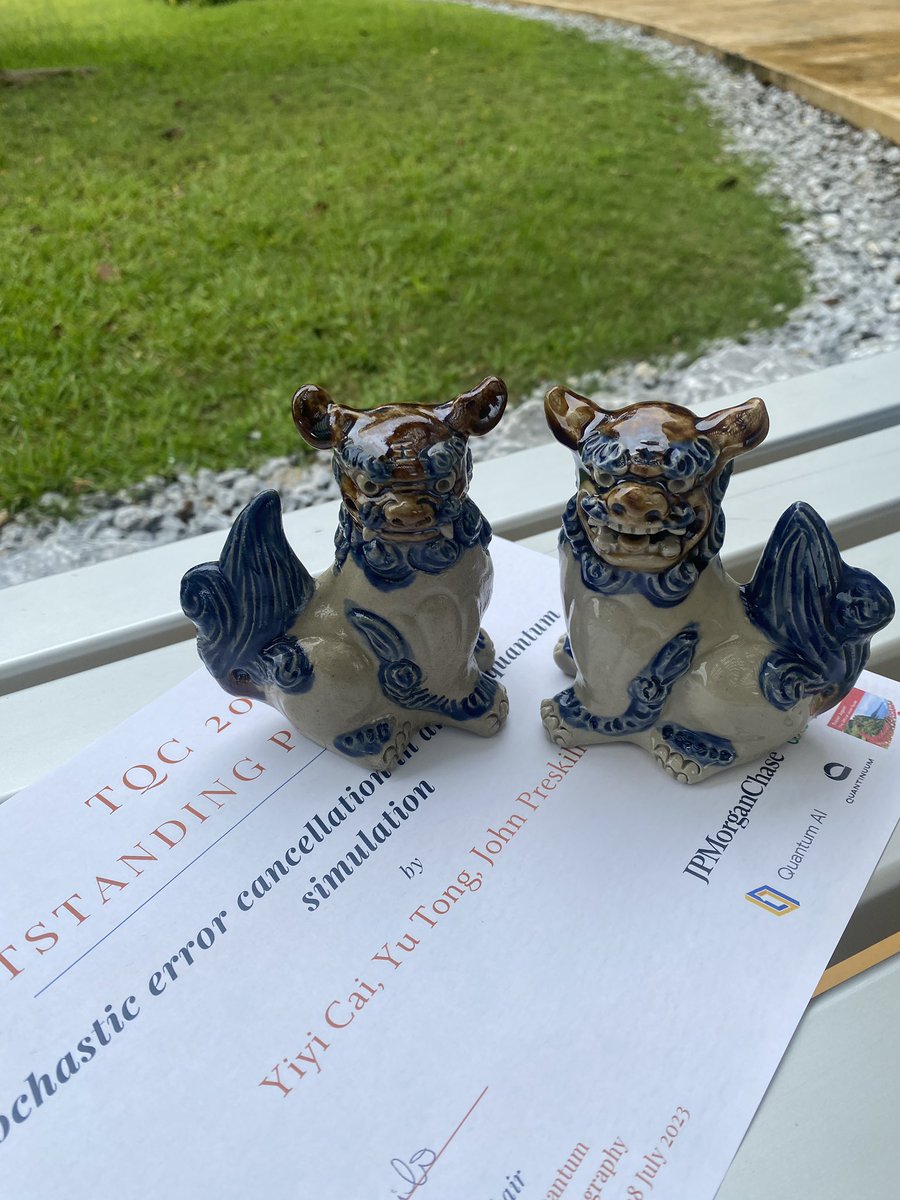 Yiyi Cai (@yiyiicai) on Twitter photo It’s been an incredible opportunity working with and learning from my amazing mentors <a href="/YT59529321/">Yu Tong</a> and <a href="/preskill/">John Preskill</a>, and many thanks to <a href="/TQC_conference/">TQC_conference</a> for the prize and a pair of lovely Okinawan lions! 🙌 It’s been an incredible opportunity working with and learning from my amazing mentors <a href="/YT59529321/">Yu Tong</a> and <a href="/preskill/">John Preskill</a>, and many thanks to <a href="/TQC_conference/">TQC_conference</a> for the prize and a pair of lovely Okinawan lions! 🙌