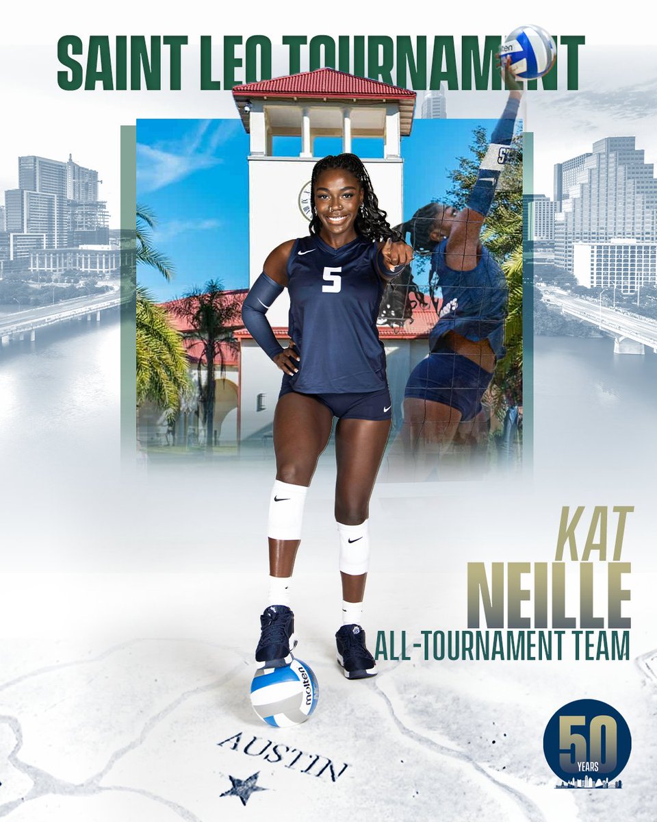 SEUAthletics's tweet image. 🏐 | Kat Neille and Mia Clay earn Saint Leo All-Tournament honors after a 3-1 @SEUVball weekend. #FearTheGoat
