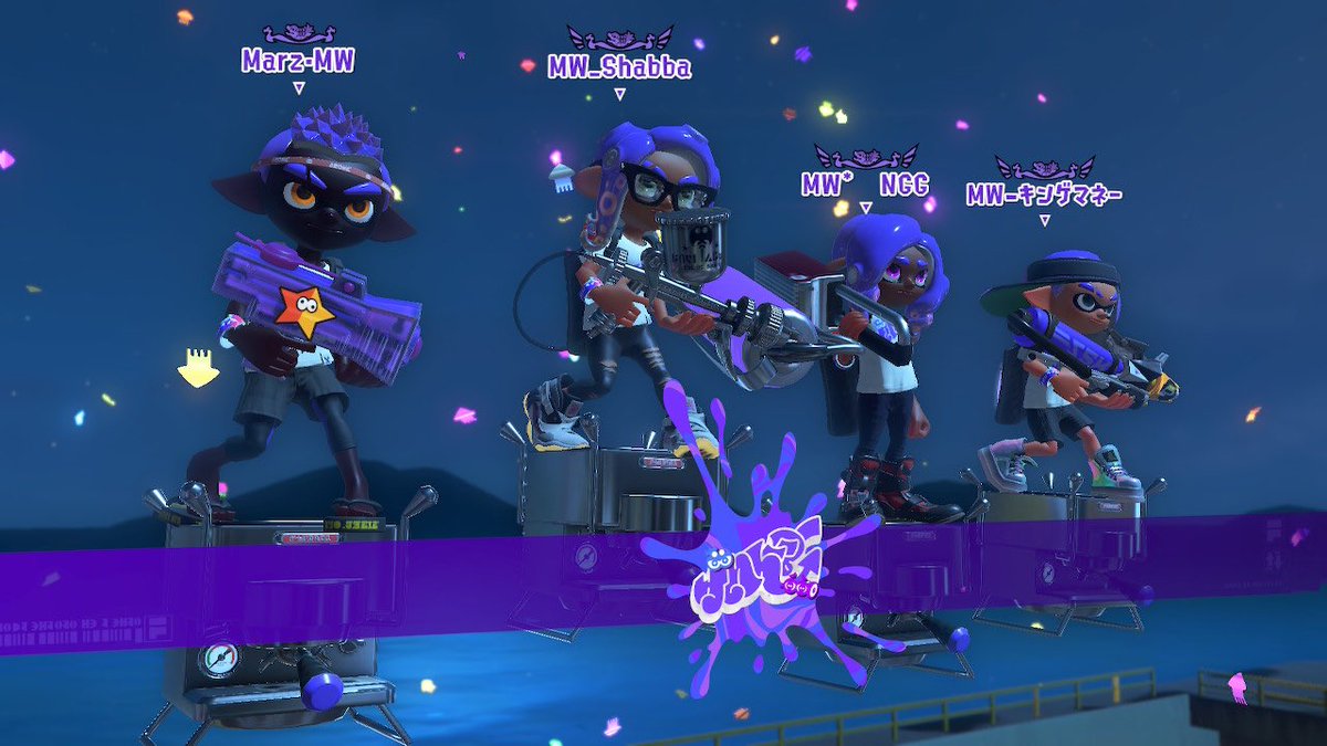 Catdriggs's tweet photo. Grand Festival! 100x win with the Gang 🤞🏽@Mariojjam @summerskyangel @NGamerGal #TeamPresent #MergingWaves #Splatoon3 #Splatfest #NintendoSwitch https://t.co/a4Cs31gprG