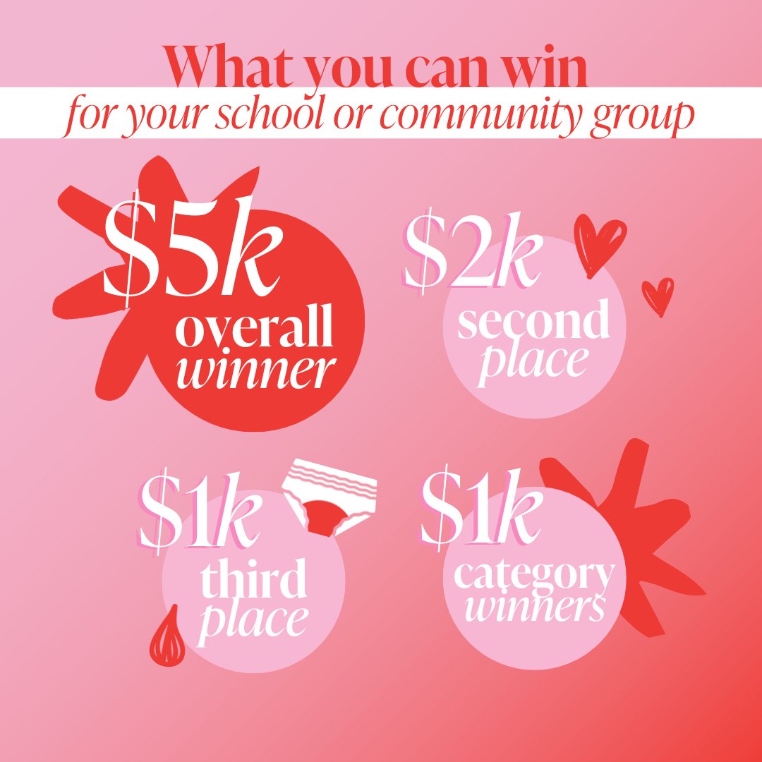 📢📢📢 ATTN: Educators!!! Want to win up to $5,000 for your school or community group?  
Get your students to unleash their creativity and showcase their Period Pride in our Creating Period Pride competition! 🎨🎤🎬 
Register now: sharethedignity.org.au/end-period-pov…