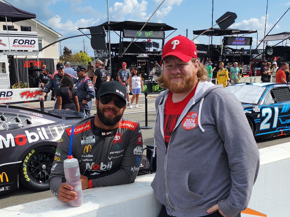ShawnAbernethy's tweet photo. Beautiful day in wine country. Highlight was meeting @BubbaWallace and getting some metal recommendations (Knocked Loose and Sleep Token) https://t.co/yQkAXeAnru