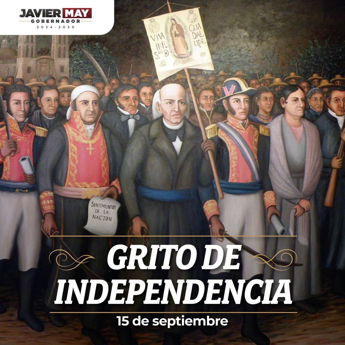 TabascoJavier's tweet image. Hoy conmemoramos un año más del Grito de Independencia, momento para destacar el valor de quienes iniciaron la lucha por la libertad de nuestro país. Reafirmando nuestro compromiso con los valores de justicia y soberanía que vivimos actualmente. 🇲🇽