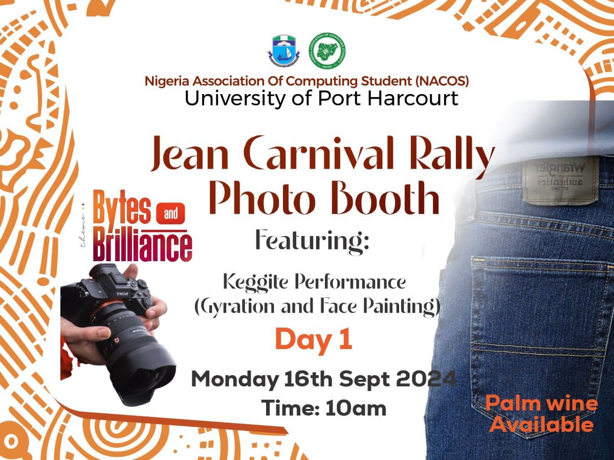 itdept_uniport's tweet photo. Come join us tomorrow for our Faculty Week start up.
Day 1: Jean carnival rally👖/Photo booth 📸 
See flier for more information

#itdeptuniport #infotechdepartment #bytesandbrilliance #tech #uniport #computing #fun #fyp #jeancarnival #photobooth https://t.co/7KwSa0aUsZ