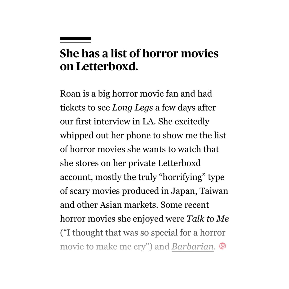 bestofchappell's tweet image. chappell roan being a horror movie fan means everything to me actually