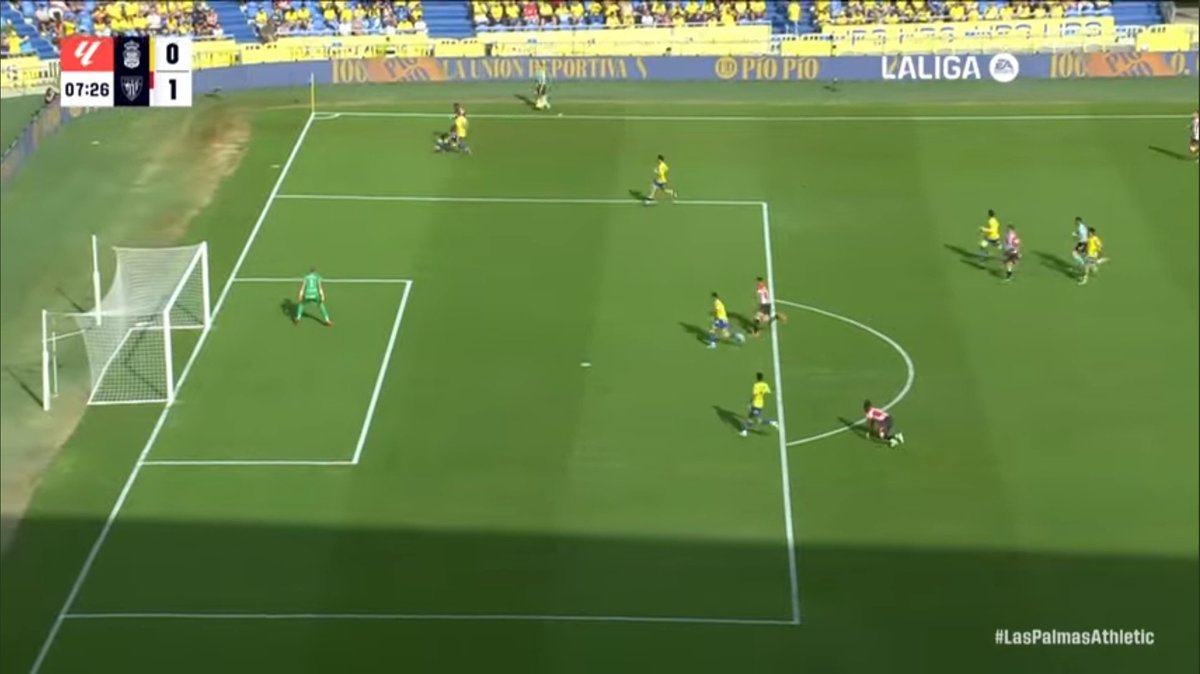 _JavierAmador's tweet photo. El partido de McKekna:

1. En la cobertura trota al lado de Iñaki y se queda mirando mientras centra (0-1).

2. Gol anulado, pero nula velocidad de reacción tras pase.

3. No es el único en romper el fuera de juego, pero sí el más clamoroso y sin ningún sentido posicional (1-3). https://t.co/f4zrDLH25p