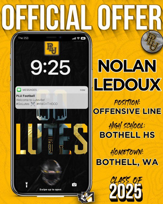 Nolan LeDoux (@nolanledoux1) on Twitter photo After a great game day visit with <a href="/PLUFootball/">Pacific Lutheran Football</a>, and a great conversation with <a href="/BrantMcAdams/">Brant McAdams</a> and <a href="/Zach_Willis45/">Zach Willis</a> I am excited to announce I’ve received my first offer to play at the next level! <a href="/BHSBlueTrain/">Bothell Football</a> <a href="/erikbainter3/">Erik Bainter</a> <a href="/RylandSpencer/">Ryland Spencer™</a> #AGTG After a great game day visit with <a href="/PLUFootball/">Pacific Lutheran Football</a>, and a great conversation with <a href="/BrantMcAdams/">Brant McAdams</a> and <a href="/Zach_Willis45/">Zach Willis</a> I am excited to announce I’ve received my first offer to play at the next level! <a href="/BHSBlueTrain/">Bothell Football</a> <a href="/erikbainter3/">Erik Bainter</a> <a href="/RylandSpencer/">Ryland Spencer™</a> #AGTG