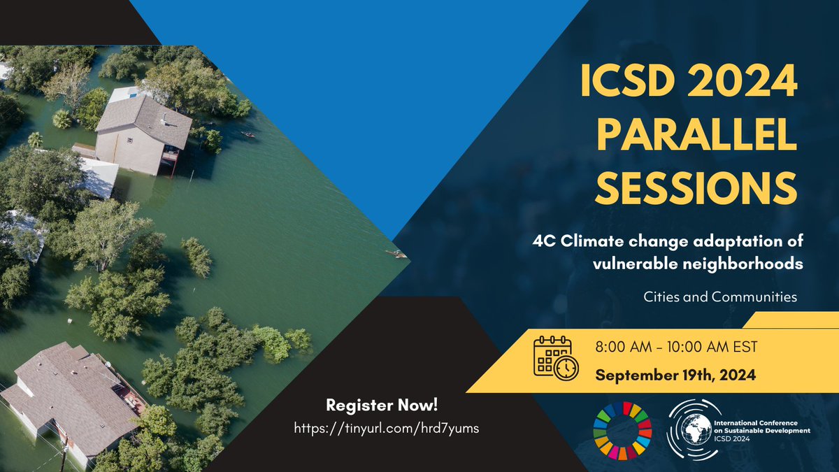 Building equitable resilience in vulnerable neighborhoods is key to climate adaptation! 🌍 Join #ICSD2024 sessions on strategies to enhance urban resilience against extreme weather and resource challenges. Let’s ensure no one is left behind.✊🏽

Register: tinyurl.com/yvh45dpd