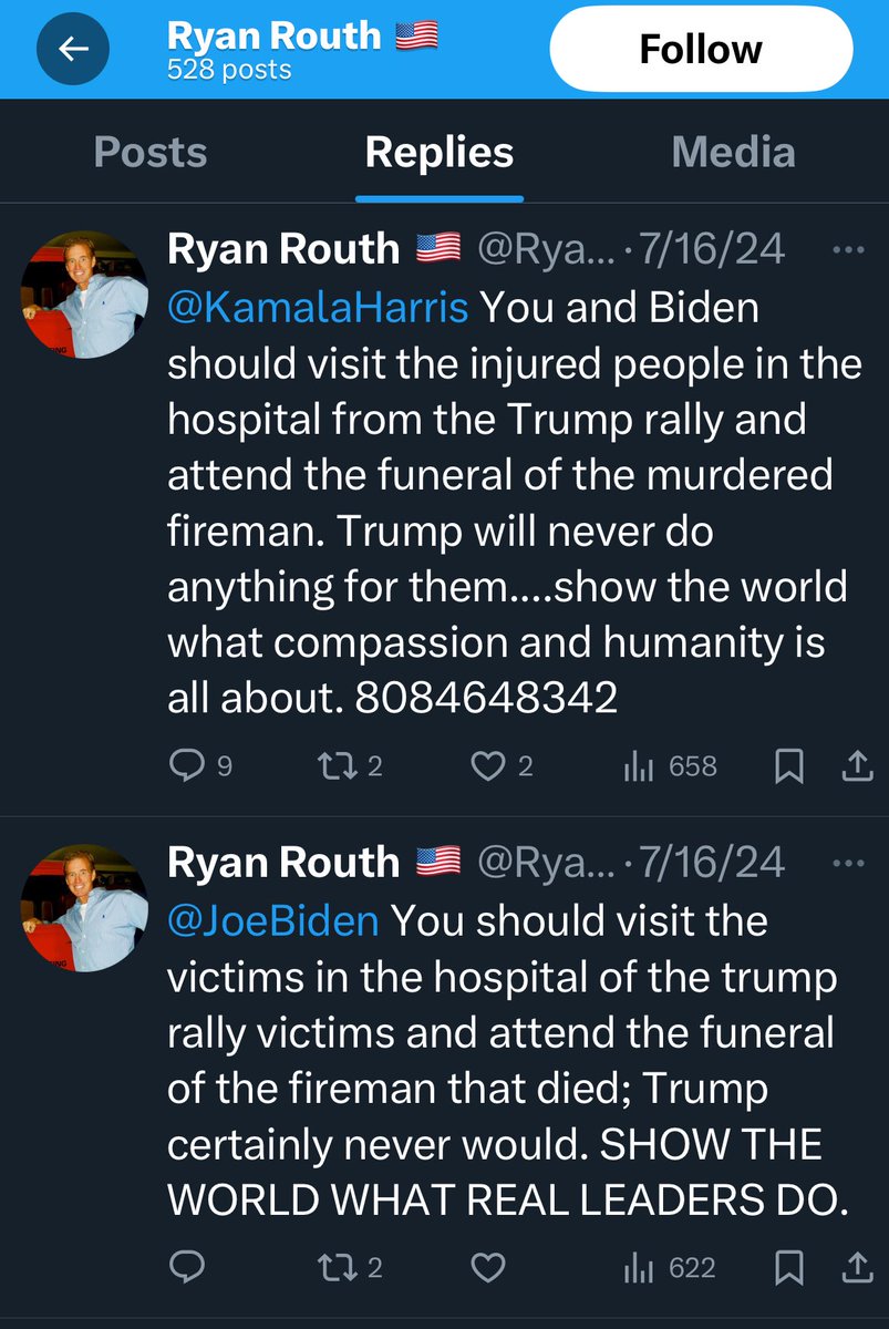 So Ryan Wesley Routh supported Biden and Kamala, used to live in Hawaii, was a Ukraine recruiter and hated Putin.