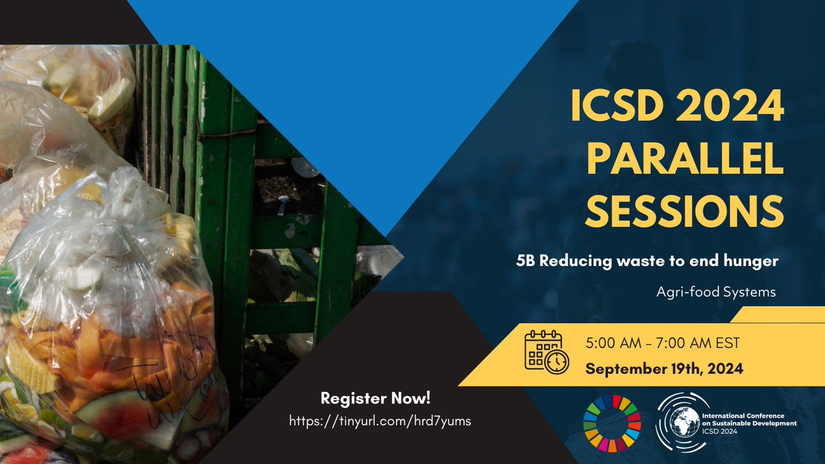 Reducing food waste is crucial to ending global hunger! 
 
Join #ICSD2024 sessions to explore strategies from farm 🧑‍🌾 to table 🍽 and learn how combating waste can fight food insecurity in a changing climate.

Register: tinyurl.com/yvh45dpd