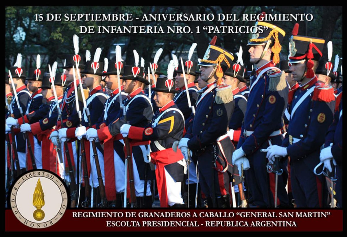 Hacemos llegar nuestros saludos a los miembros del Regimiento de Infanteria 1 "Patricios" la Unidad más antigua de todas las armas, embrión del Ejército Argentino que celebra hoy un nuevo aniversario de su creación. 
#HerederosDelLibertador #UnRegimientoConHistoria