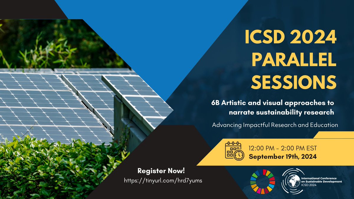 🎨How can art bring sustainability research to life? Join us for #ICSD2024 parallel sessions to explore the power of creative media in engaging citizens and driving transformation towards sustainability research.⚙️  

Register here: tinyurl.com/yvh45dpd