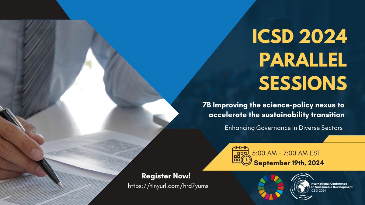 How can evidence-based policies drive the sustainability transition? 🌐 
Join #ICSD2024 sessions on improving the science-policy nexus to explore how evidence-based approaches can advance the 2030 Agenda.

Register: tinyurl.com/yvh45dpd