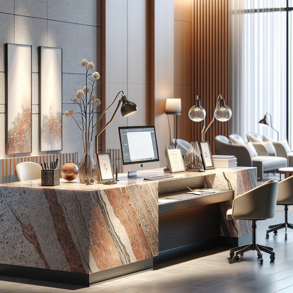 CountertopsMore's tweet image. Boost your professional aura with a Granite Receptionist Desk. Durability meets elegance, perfectly made by #CountertopsAndMore. #GraniteDesk #DurabilityMeetsDesign
