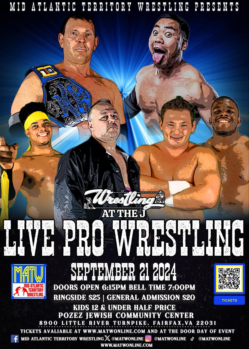This Saturday at <a href="/PozezJCC/">Pozez JCC of Northern Virginia</a> in Fairfax, VA, <a href="/MatWonline/">Mid-Atlantic Territory Wrestling</a> presents Wrestling at the J dmvprowrestling.com/p/saturday-mat…