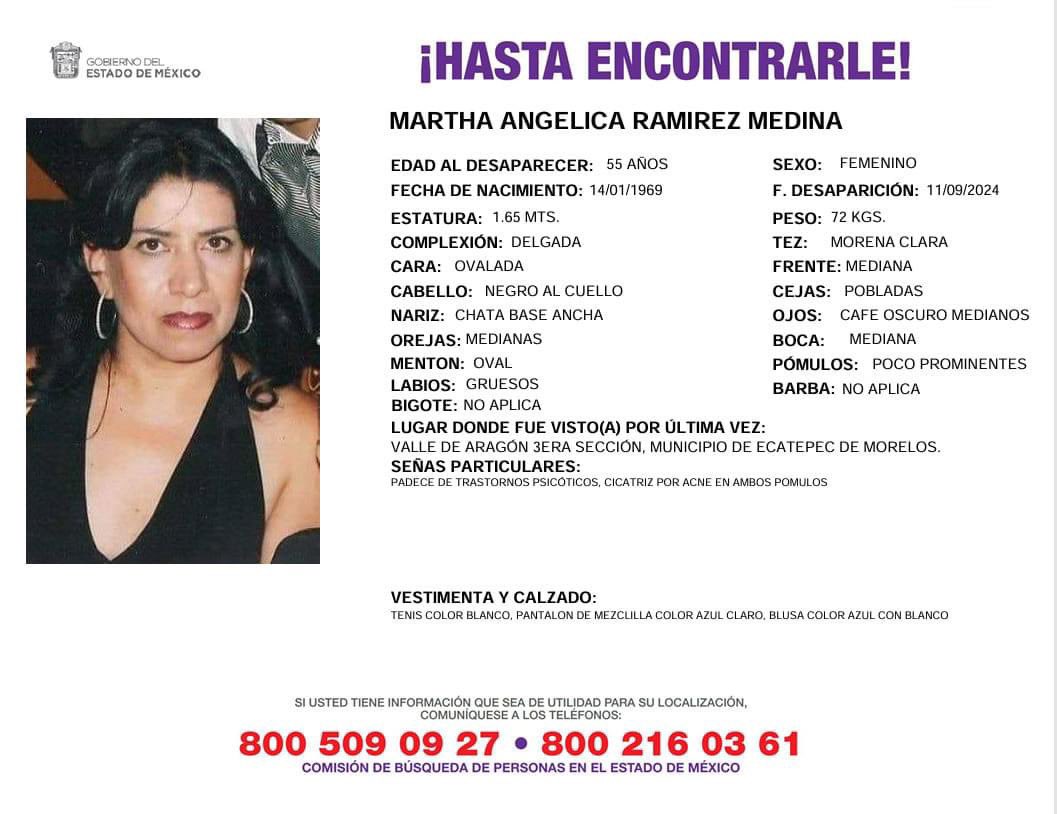 salgadoalelhi's tweet photo. Una amiga muy querida de mi tía desapareció en Ecatepec, Estado de México, el 11 de septiembre. Ni sus hijos, ni su familia tienen información de ella desde que salió de su casa. Les agradecería muchísimo si me ayudan a compartir esta ficha de búsqueda. https://t.co/BiO99OLzDb